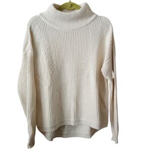 French Connection Sweater Winter White Chunky Cable Knit Minimalist Medium NWT